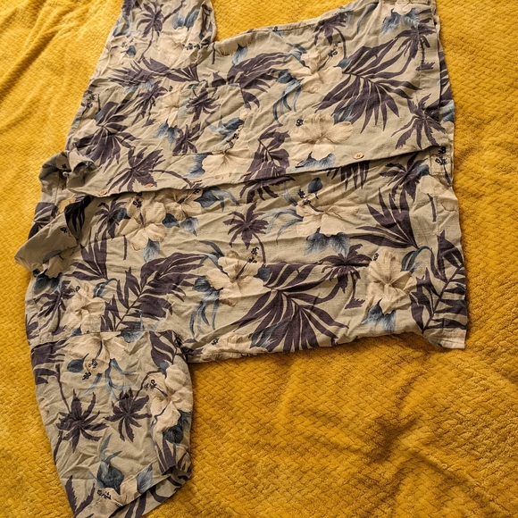 Jamaica Jaxx palm tree hibiscus Print Silk Shirt - L - Picture 7 of 8